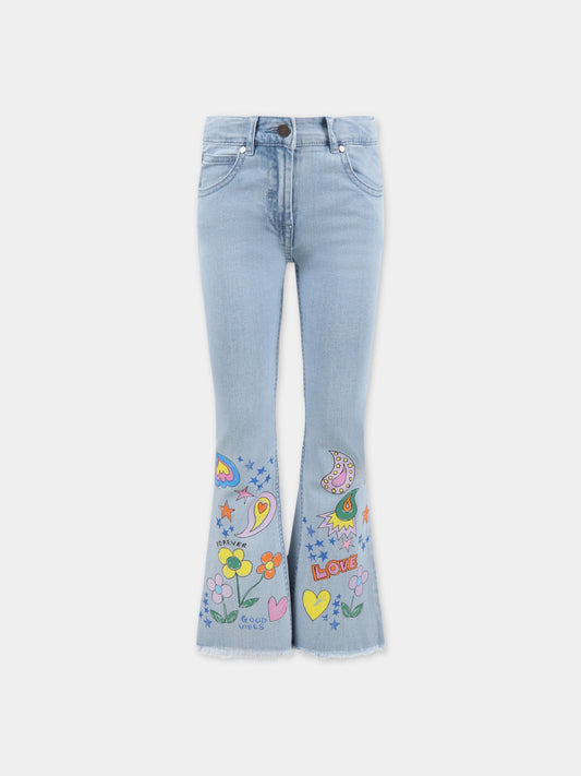 Jeans celesti per bambina con disegni,Stella Mccartney Kids,TS6A20 Z0153 604