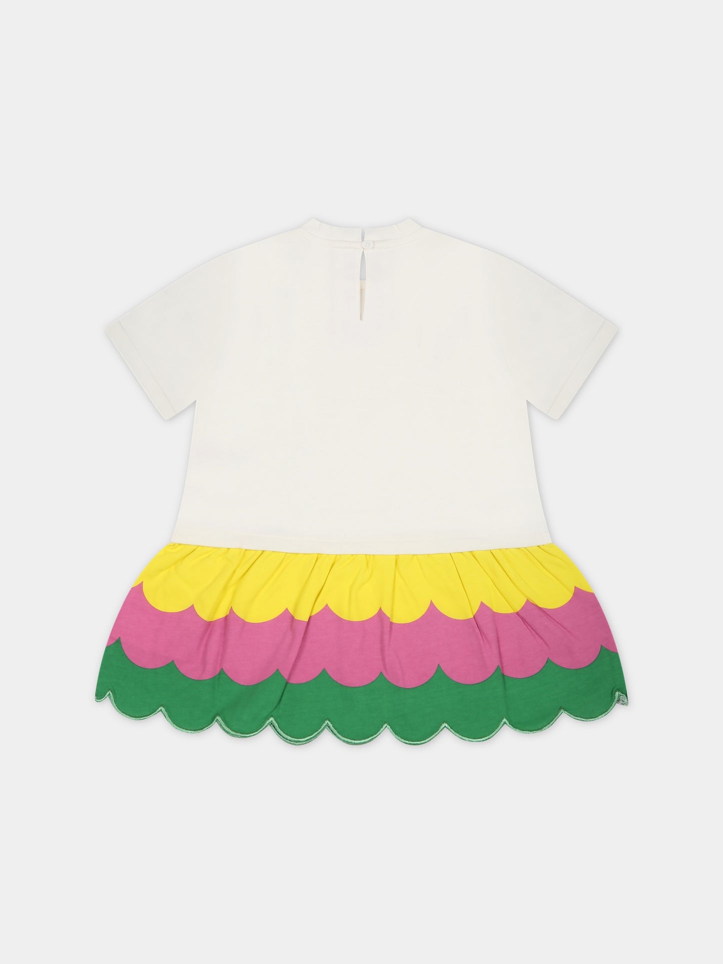 Vestito bianco per neonata con stampa pappagalli,Stella Mccartney Kids,TS1121 Z0434 101