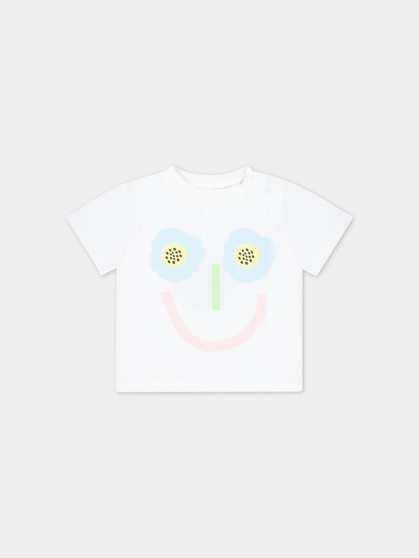T-shirt bianca per neonata con smile,Stella Mccartney Kids,TS8061 Z0434 101
