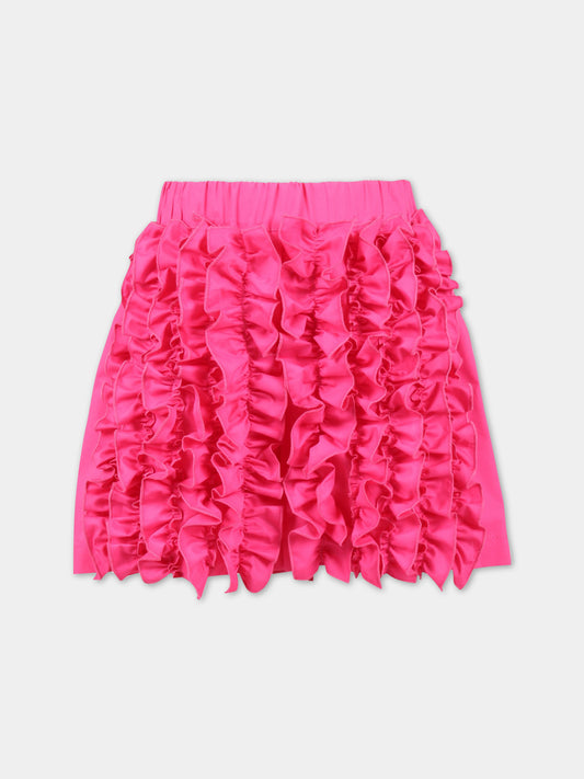 Shorts fucsia per bambina con logo nero,Msgm Kids,MS029457 044