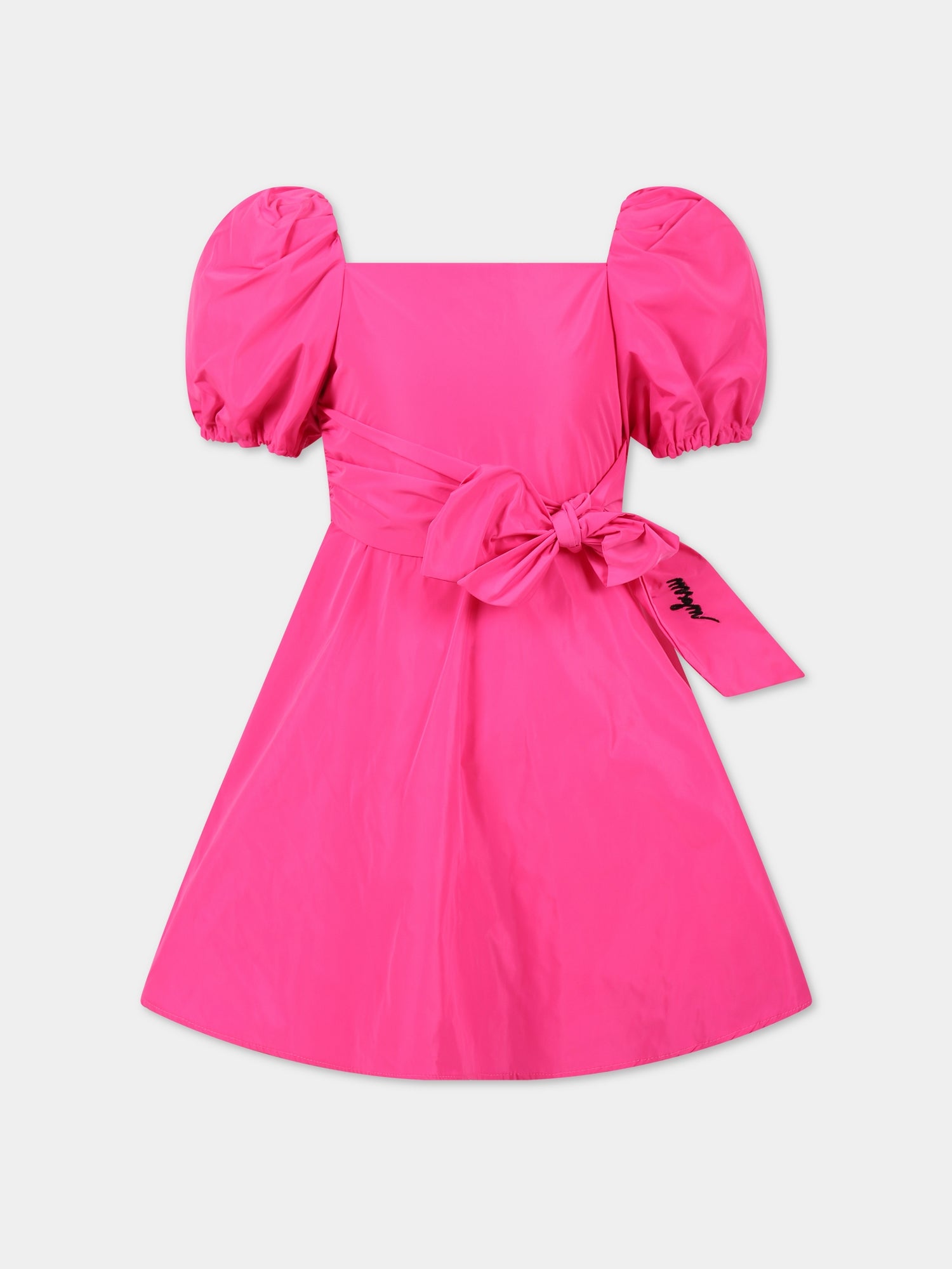 Vestito fucsia per bambina con logo nero,Msgm Kids,MS029494 044