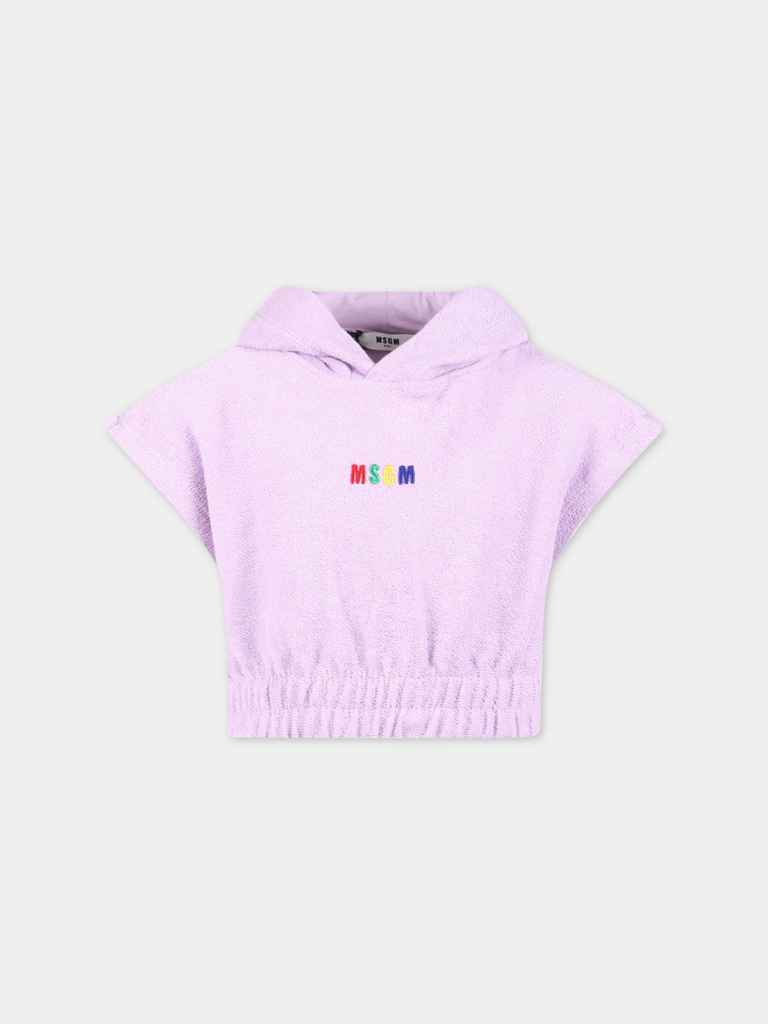 Felpa viola per bambina con logo multicolor,Msgm Kids,MS029337 071
