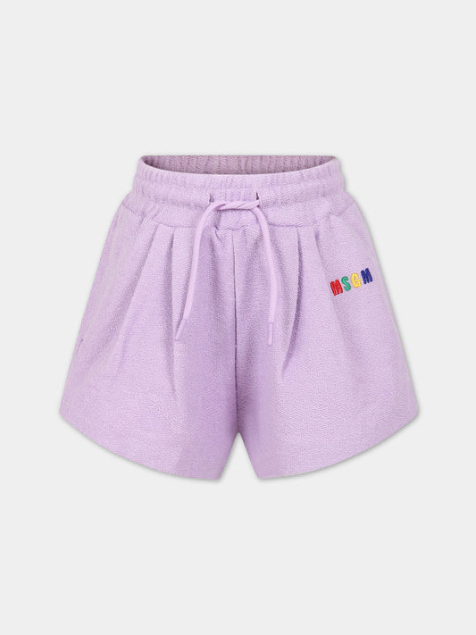 Shorts casual viola per bambina,Msgm Kids,MS029338 071
