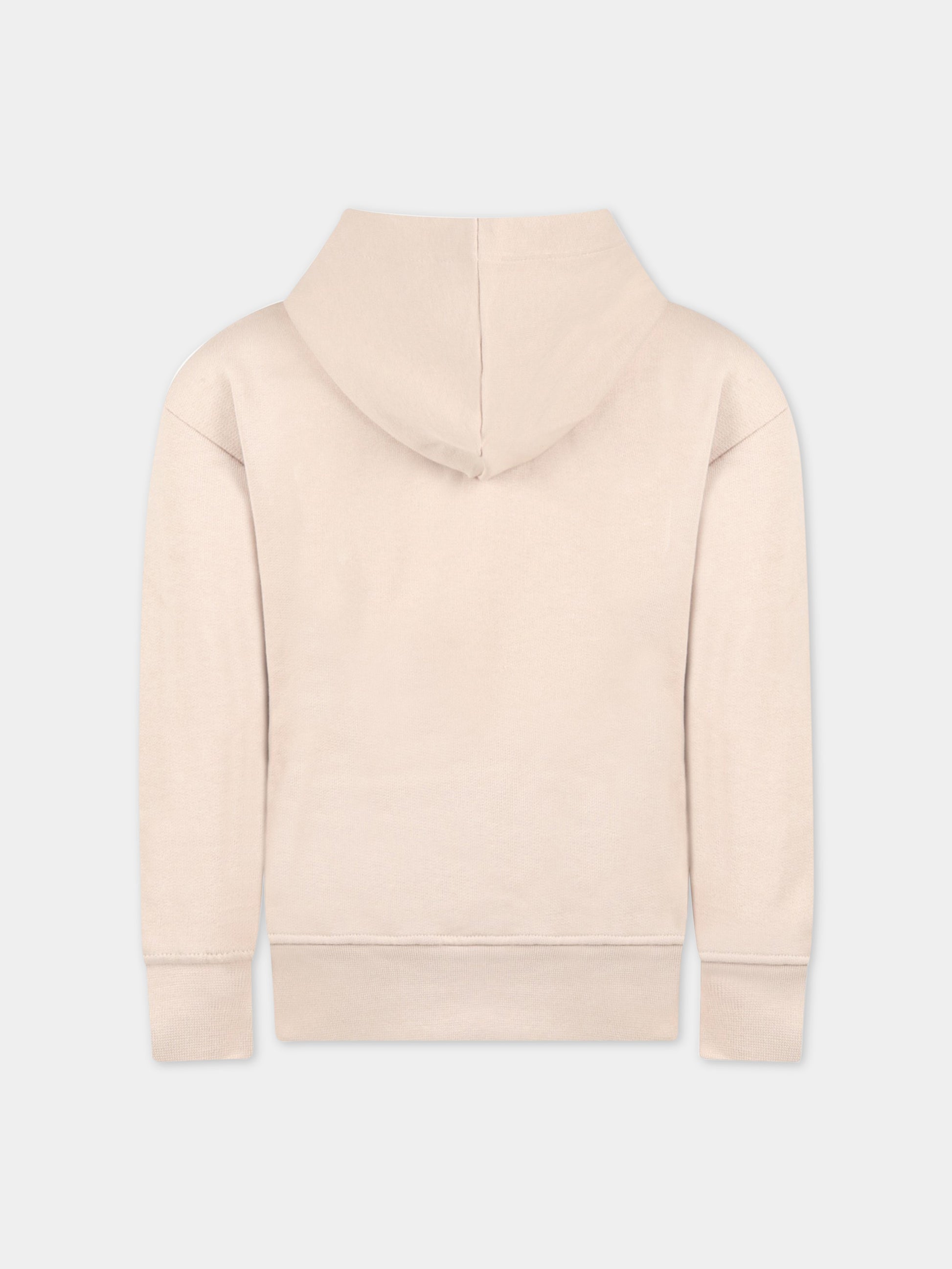 Felpa beige per bambini con logo bianco,Msgm Kids,MS029325 015