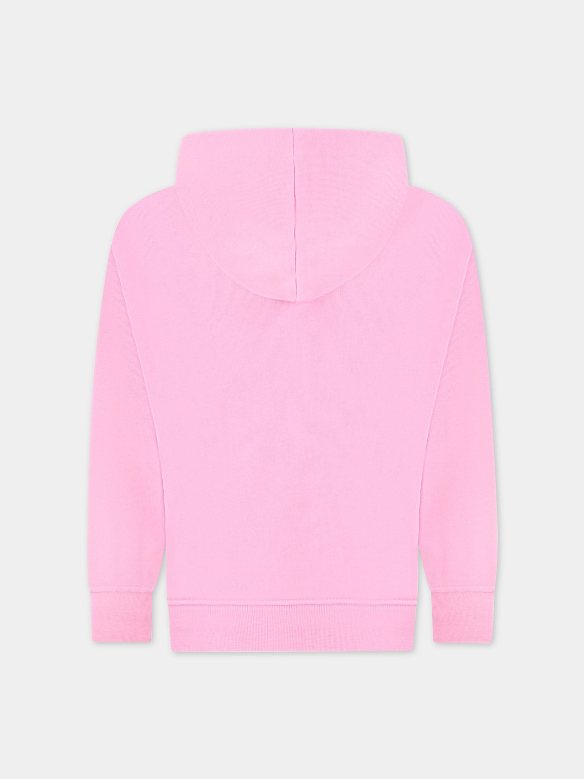 Felpa rosa per bambina con logo viola,Msgm Kids,MS029325 042