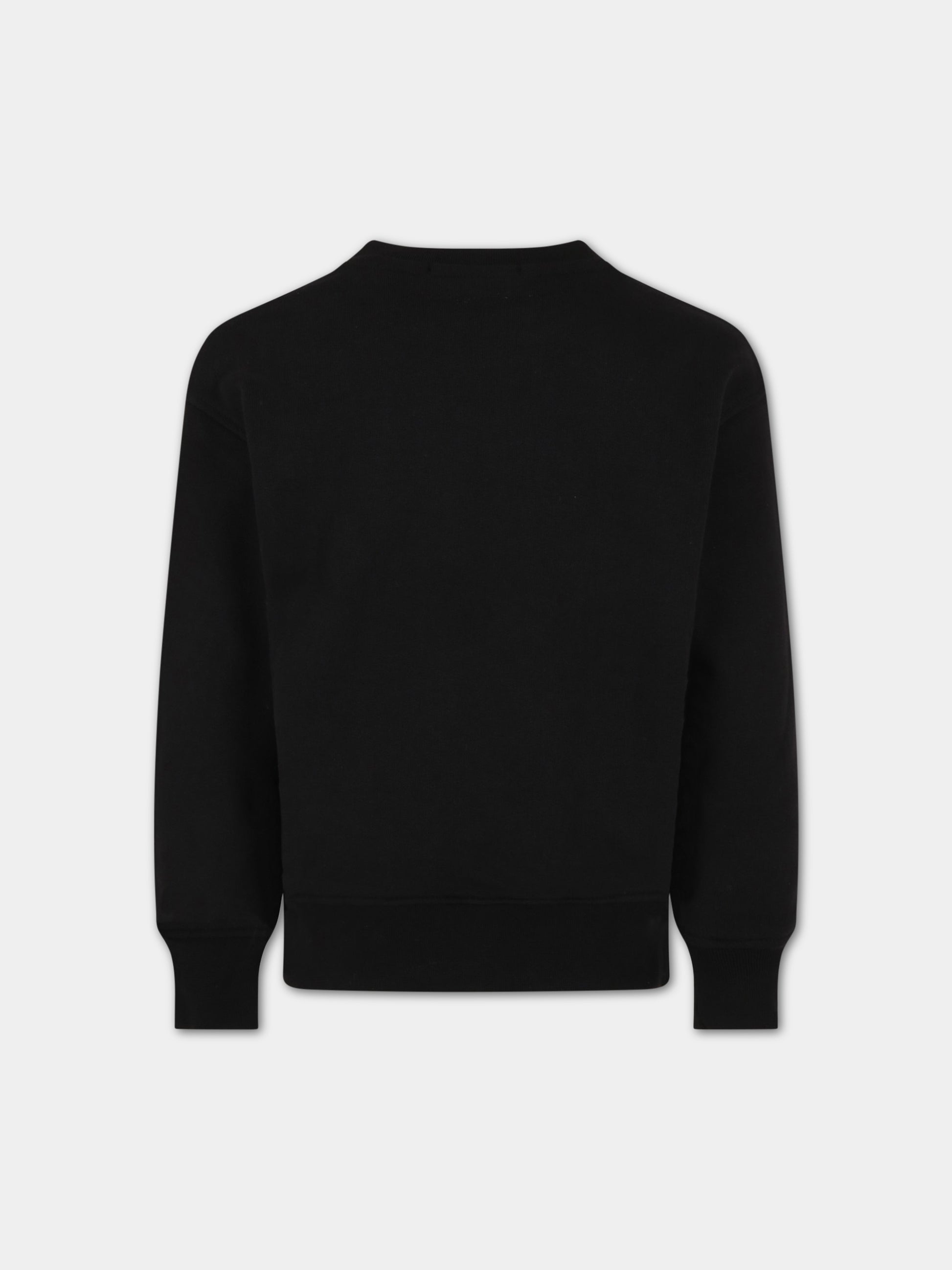 Felpa nera per bambino con logo bianco,Msgm Kids,MS029324 110