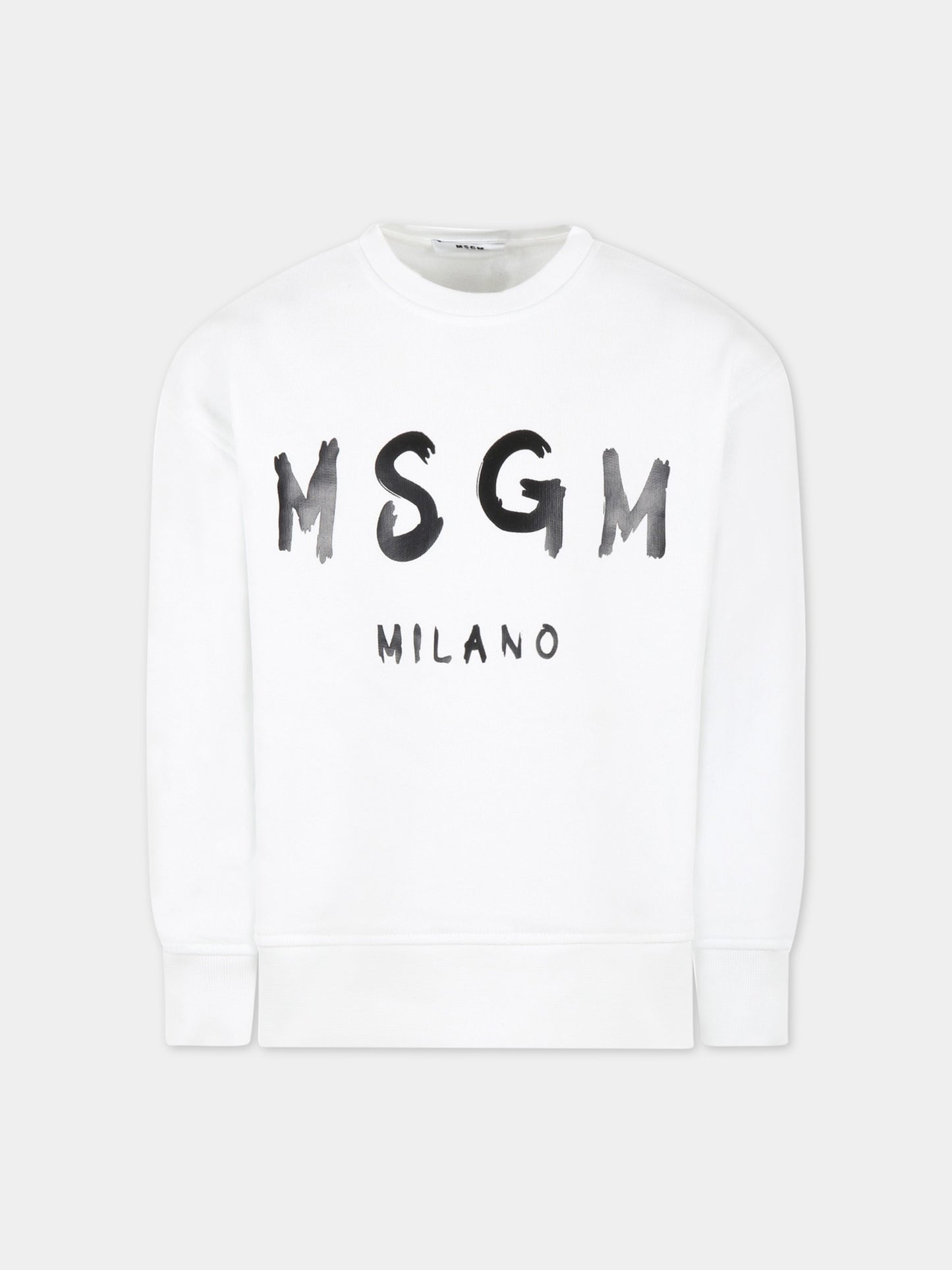 Felpa bianca per bambino con logo nero,Msgm Kids,MS029324 001