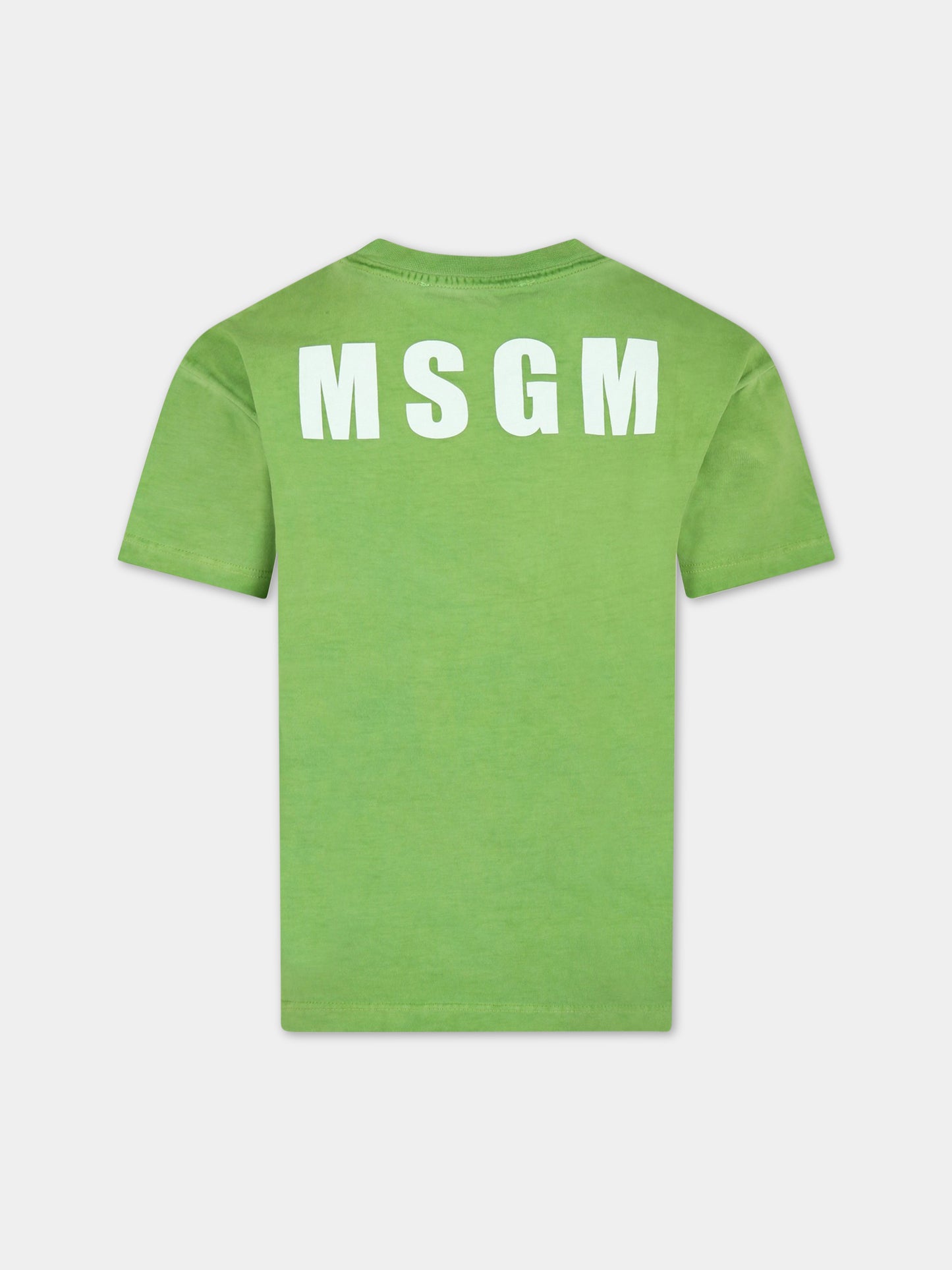 T-shirt verde per bambino con logo,Msgm Kids,MS029551 902