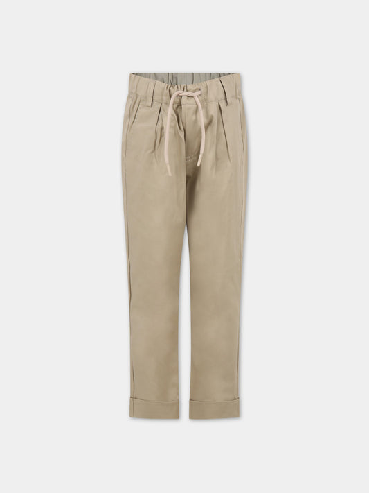 Pantaloni beige per bambino con patch logato,Msgm Kids,MS029540 015