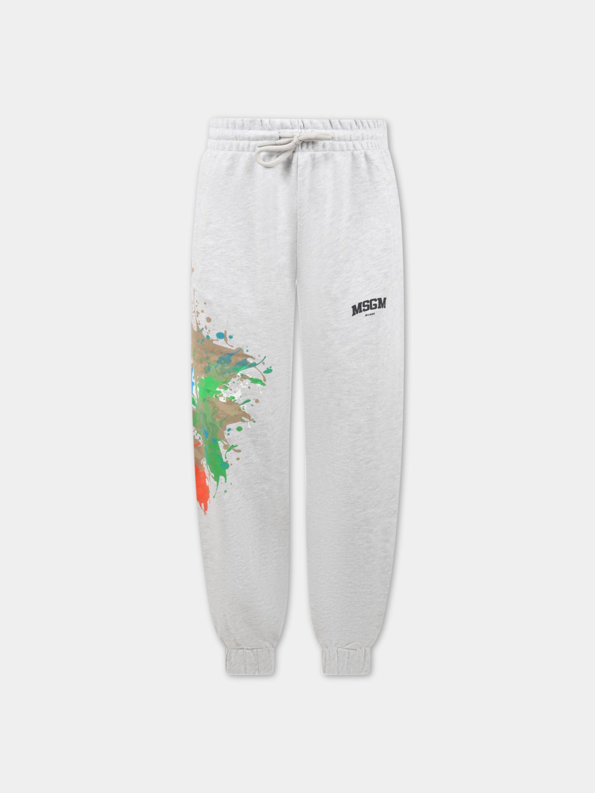 Pantaloni grigi da tuta per bambino con logo nero,Msgm Kids,MS029550 107