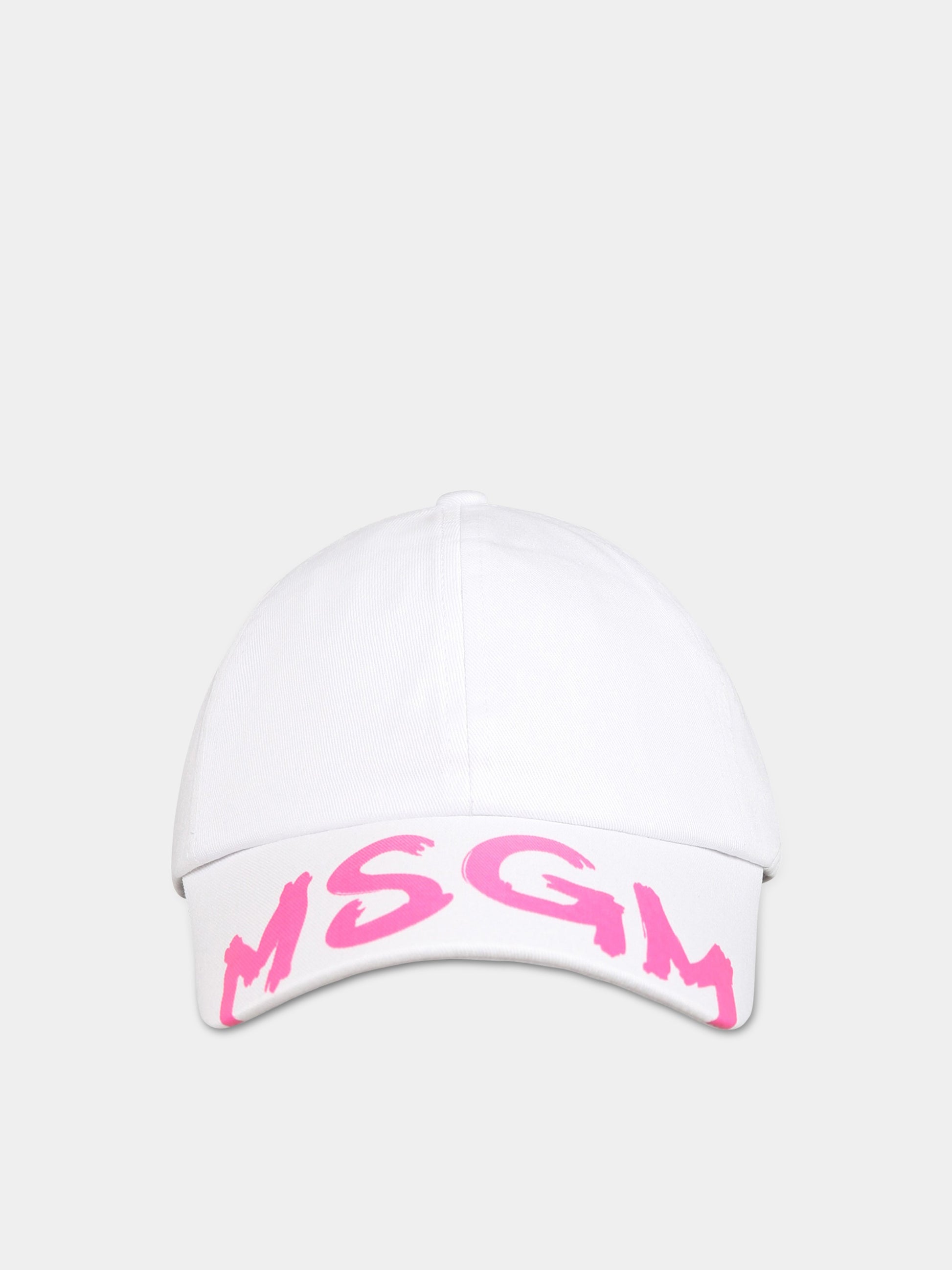 Cappello bianco per bambina con logo,Msgm Kids,MS029389 001