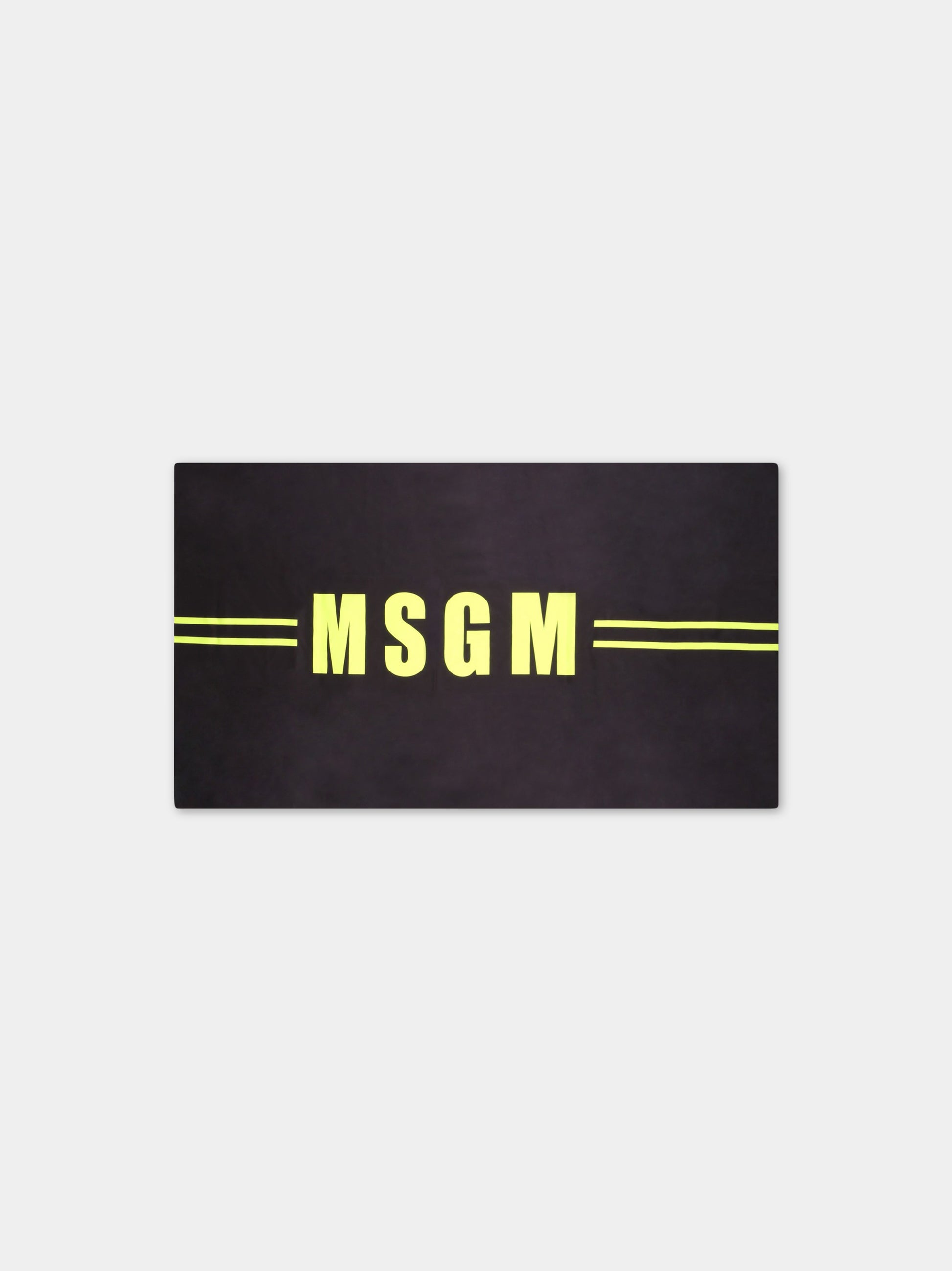 Telo-mare nero per bambini con logo giallo,Msgm Kids,MS029346 110/28
