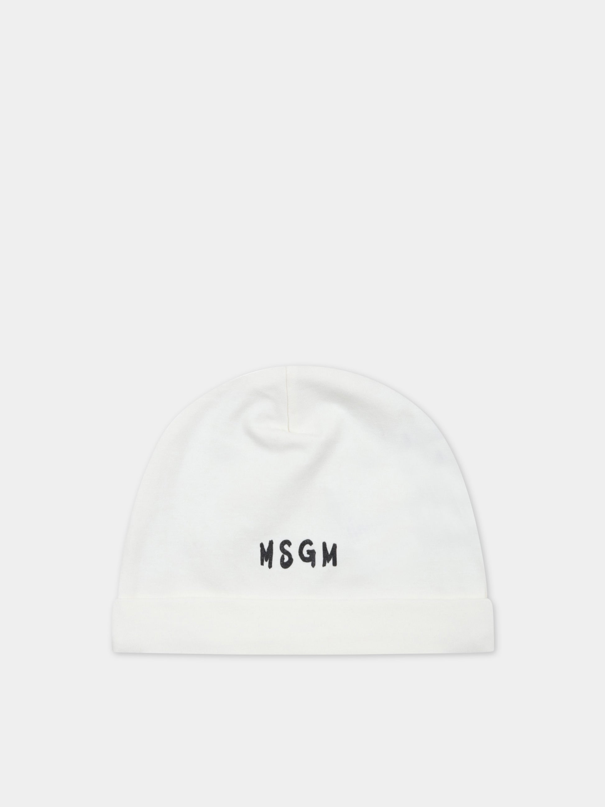 Set bianco per neonati con logo nero,Msgm Kids,MS029364 013