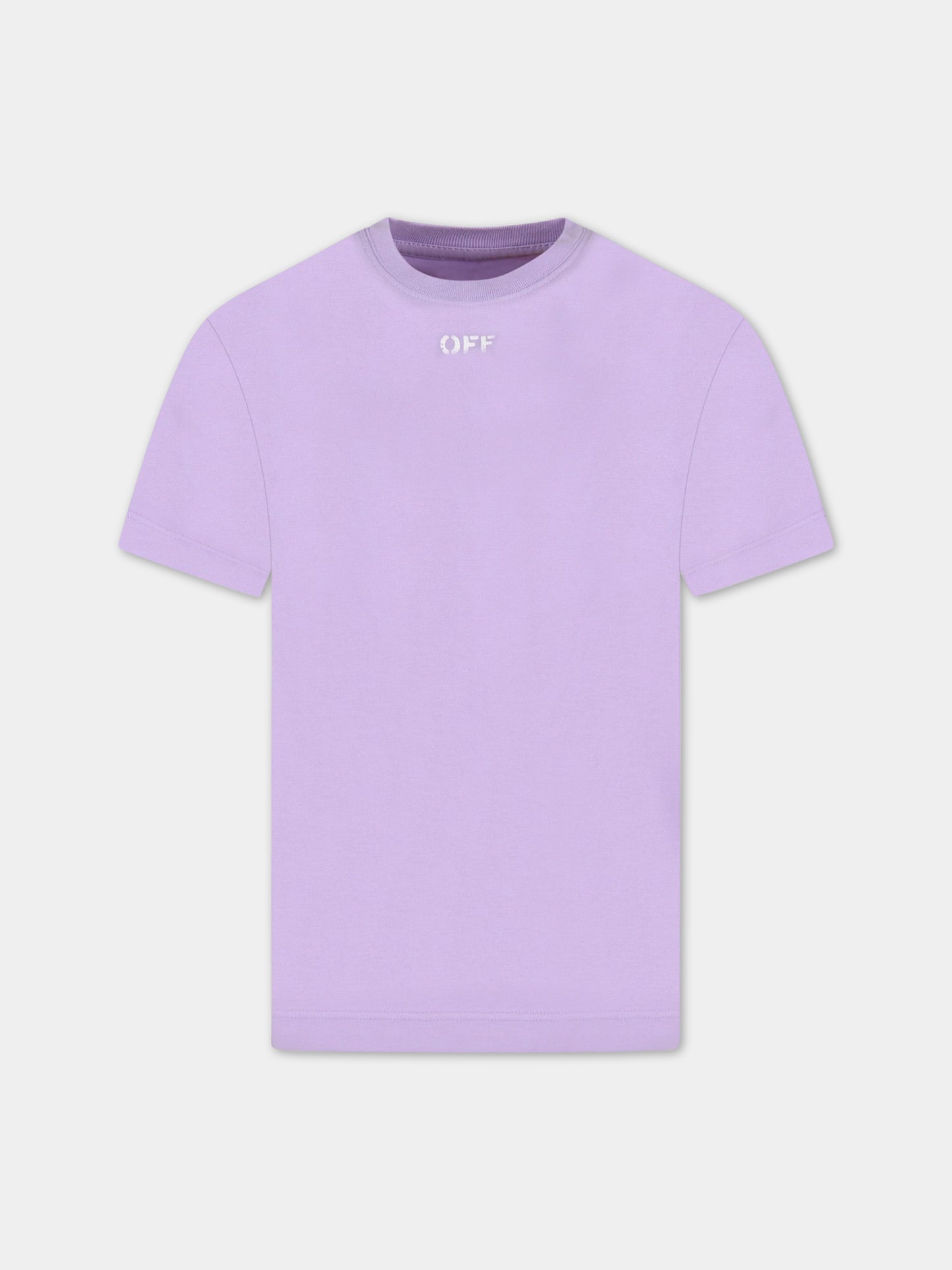 T-shirt viola per bambina con logo bianco,Off White,OGAA001S23JER0023601