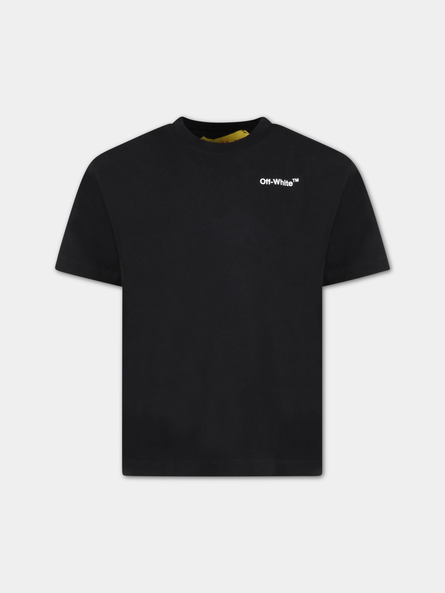 T-shirt nera per bambini con logo bianco,Off White,OBAA005C99JER0011018