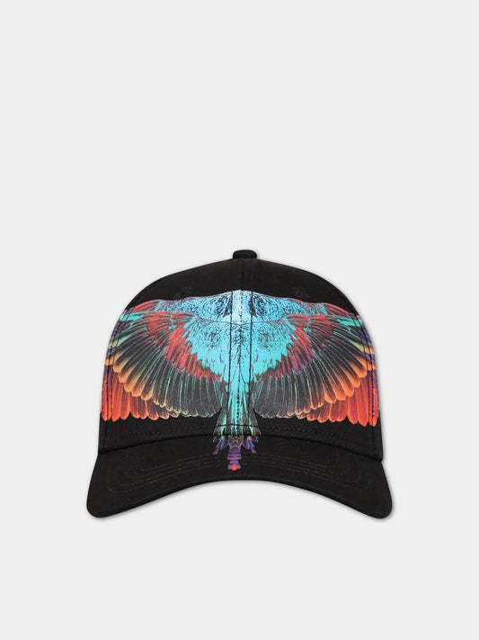 Cappello nero per bambino con iconica stampa,Marcelo Burlon Kids,CBLB001S23FAB0021025