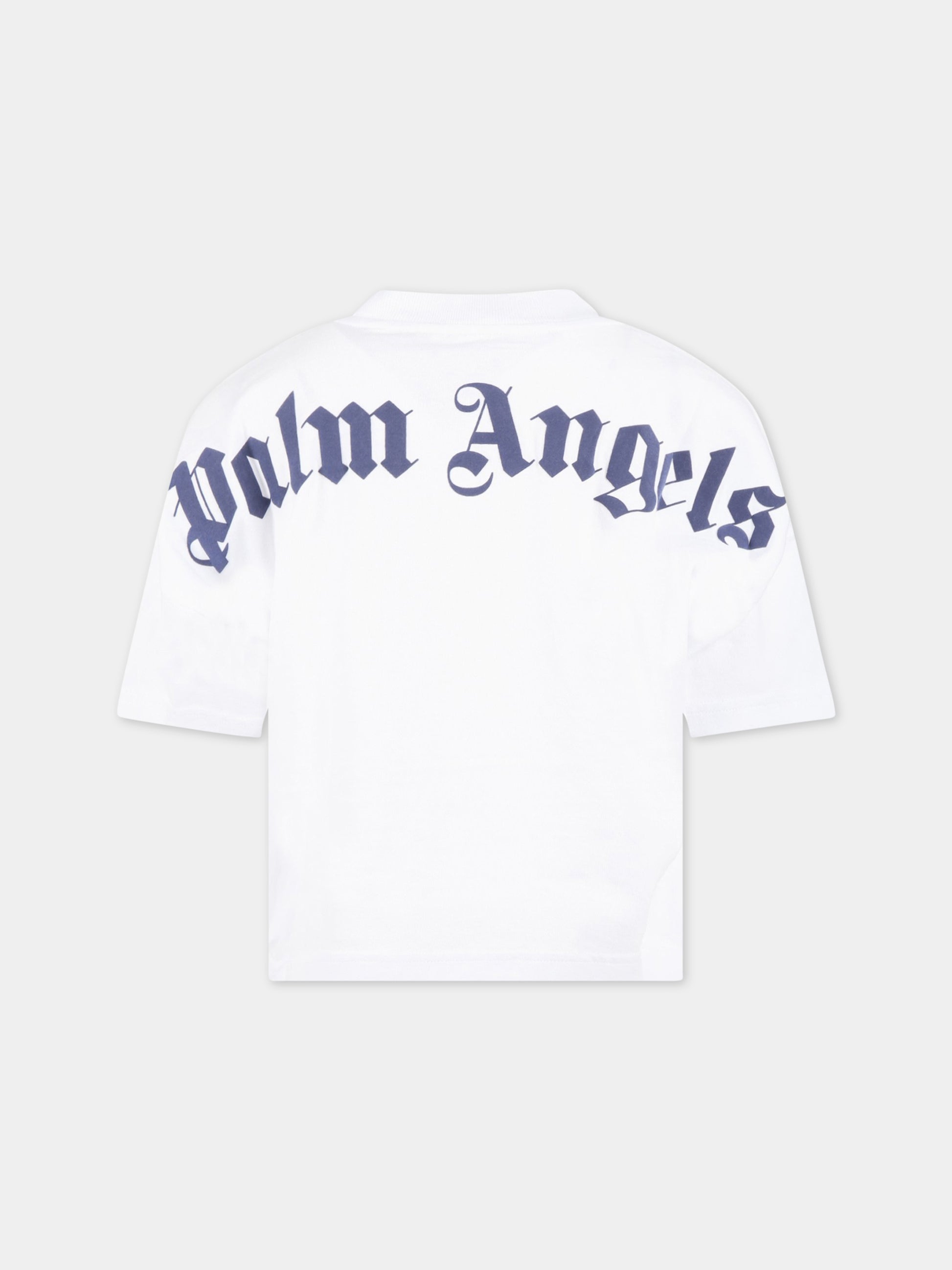 T-shirt bianca per bambino con logo blu,Palm Angels,PBAA002C99JER0010146