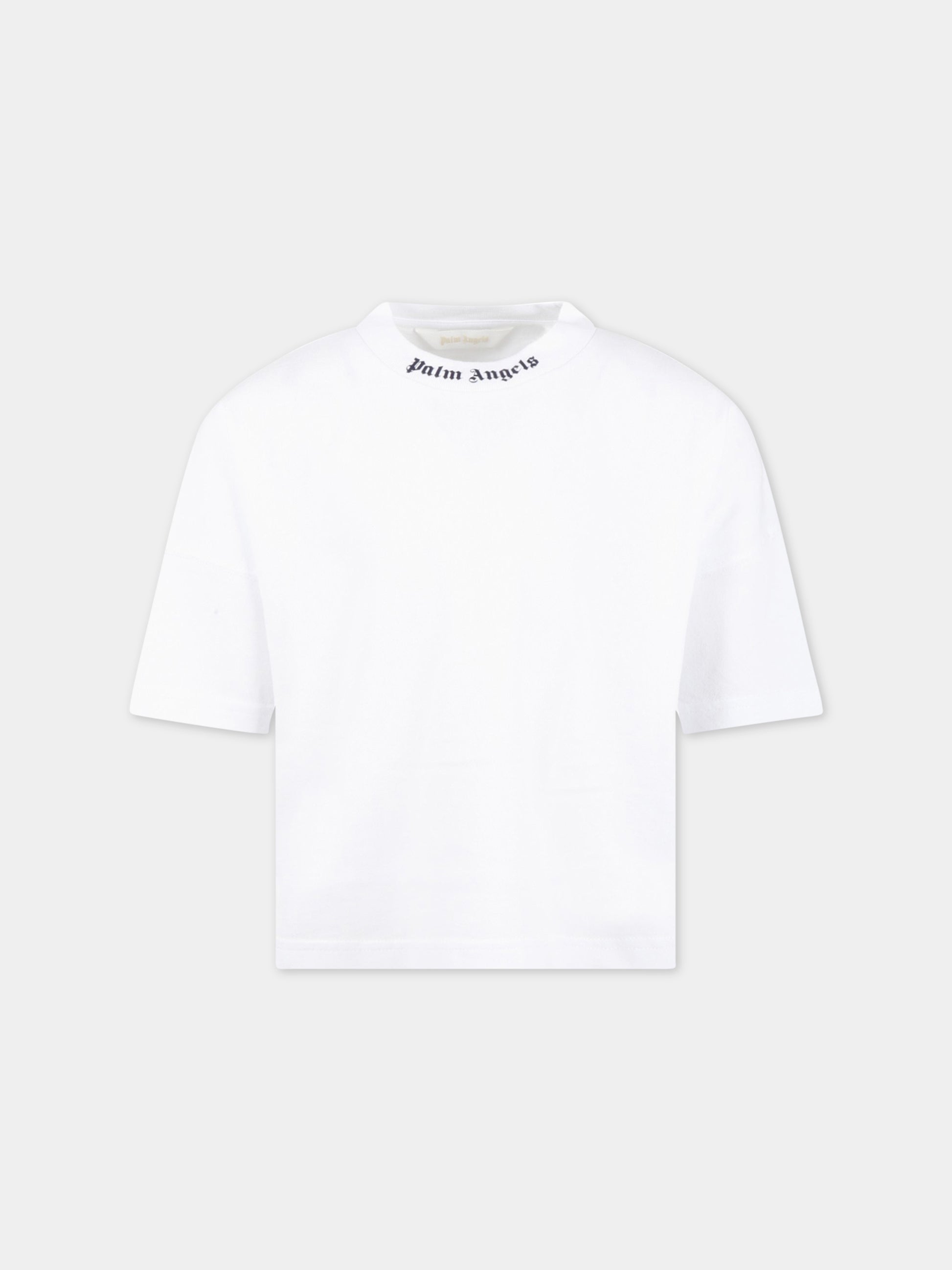T-shirt bianca per bambino con logo blu,Palm Angels,PBAA002C99JER0010146