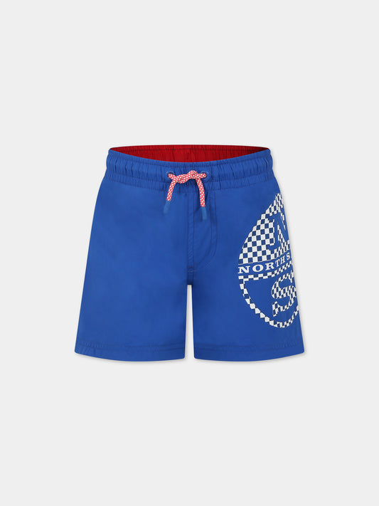 Boxer mare azzurro per bambino con logo,North Sails,777551 000 0760
