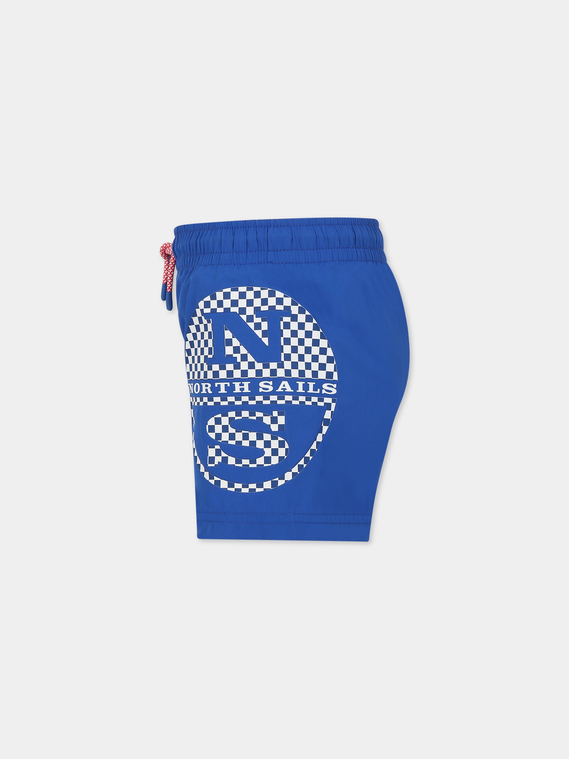 Boxer mare azzurro per bambino con logo,North Sails,777551 000 0760