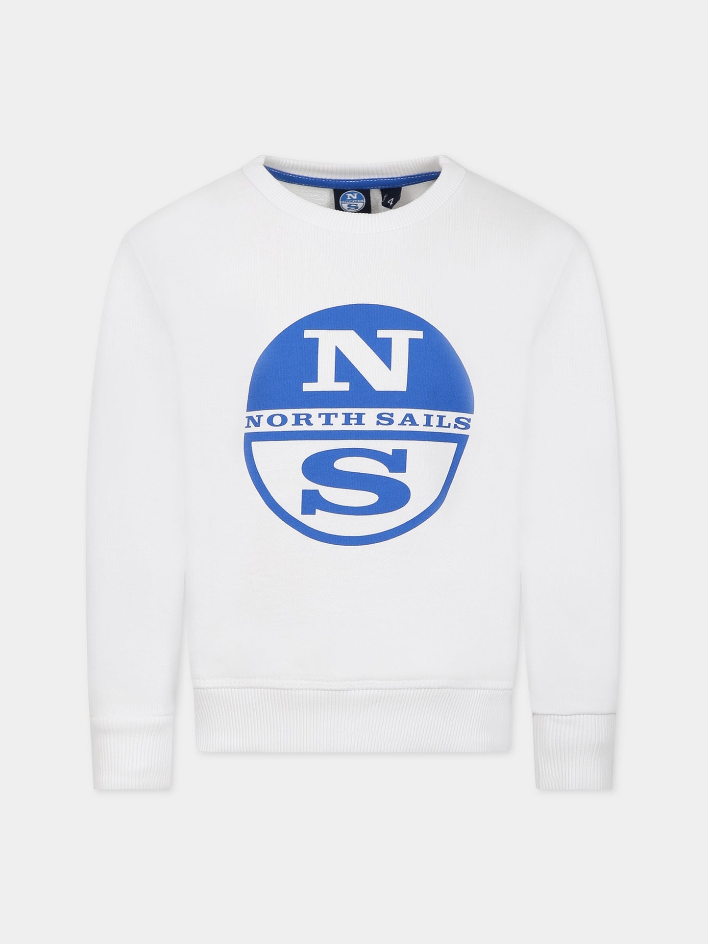 Felpa bianca per bambino con logo blu,North Sails,794406 000 0101