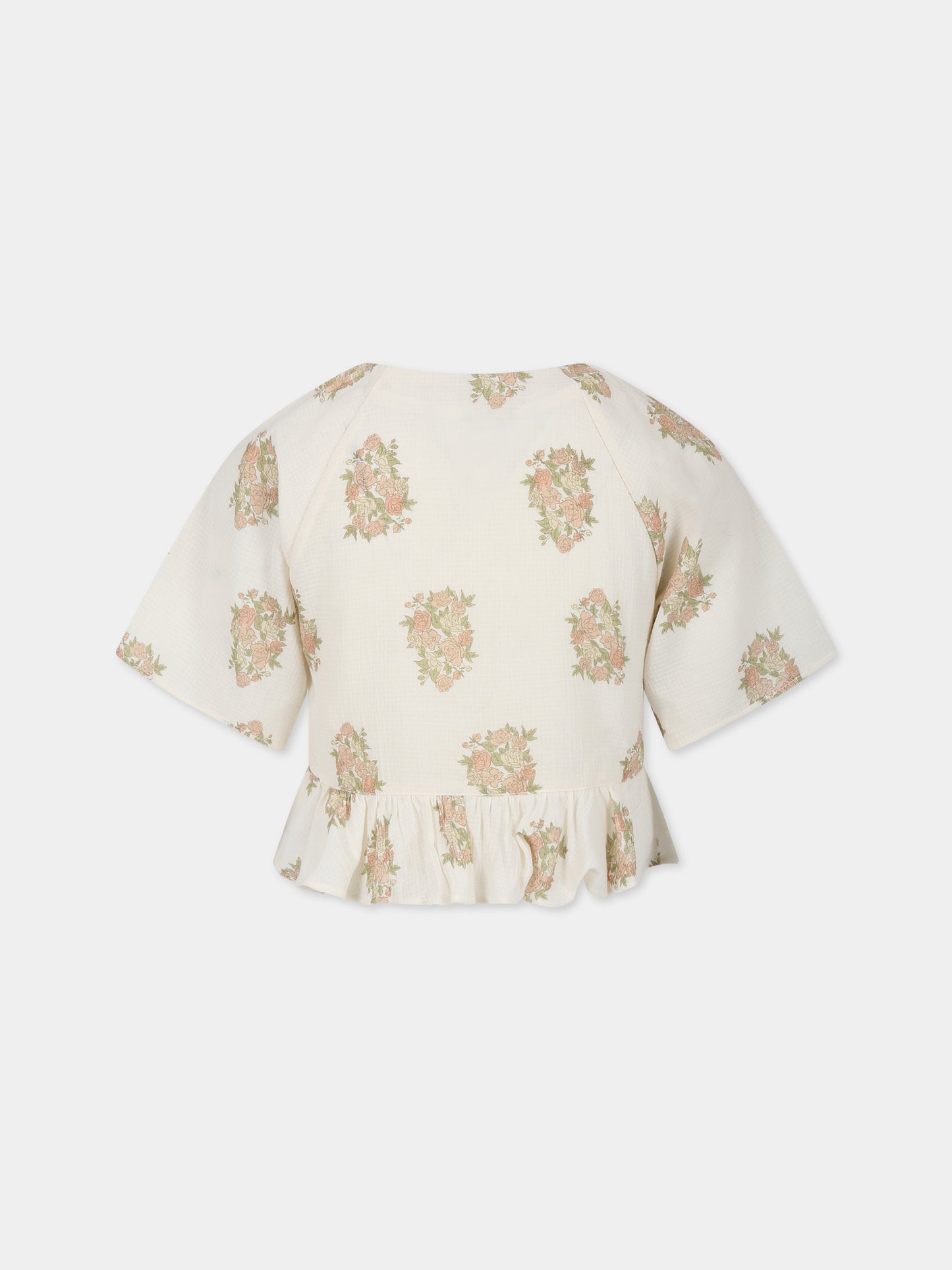 Camicia avorio per bambina con stampa fiori,The New Society,S23 K WV07 LORETTA
