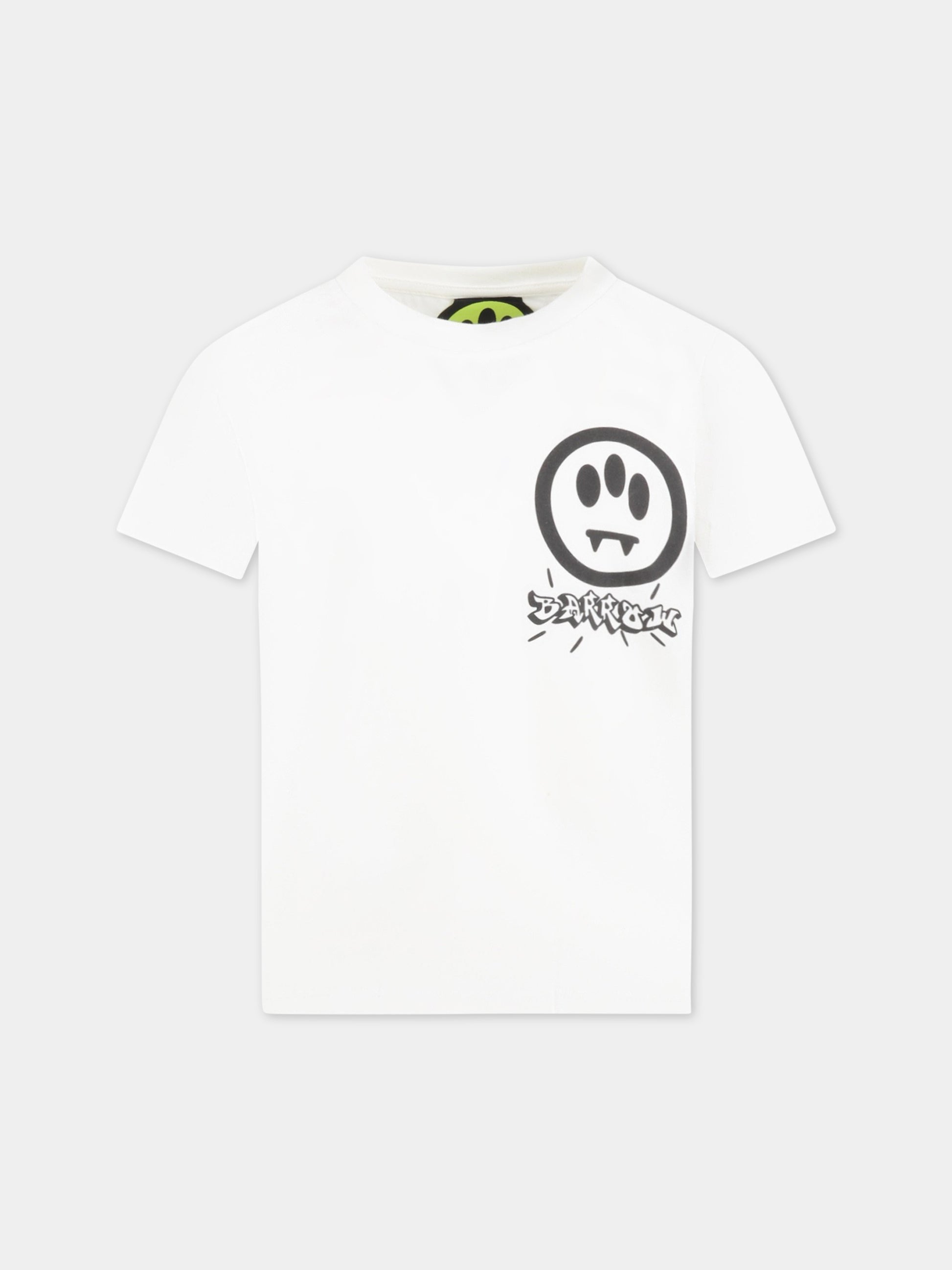 T-shirt bianca per bambino con smile e palme,Barrow,033097 002