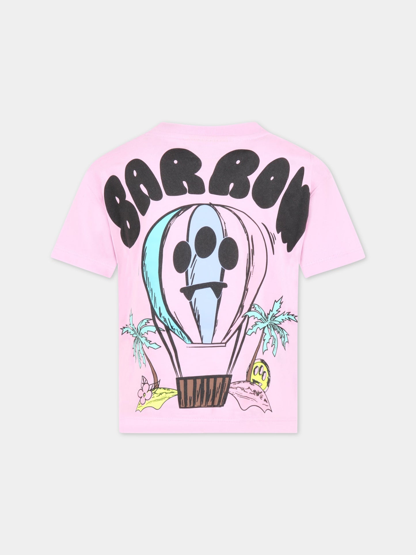 T-shirt rosa per bambina con mongolfiera e logo,Barrow,033106 042