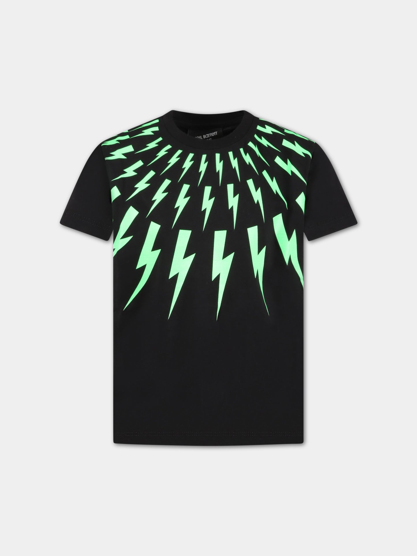 T-shirt nera per bambino con iconiche saette,Neil Barrett Kids,033623 110/48