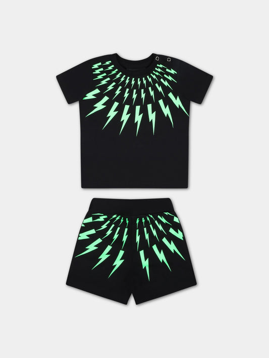 Tuta nera per neonato con iconiche saette,Neil Barrett Kids,033636 110/48