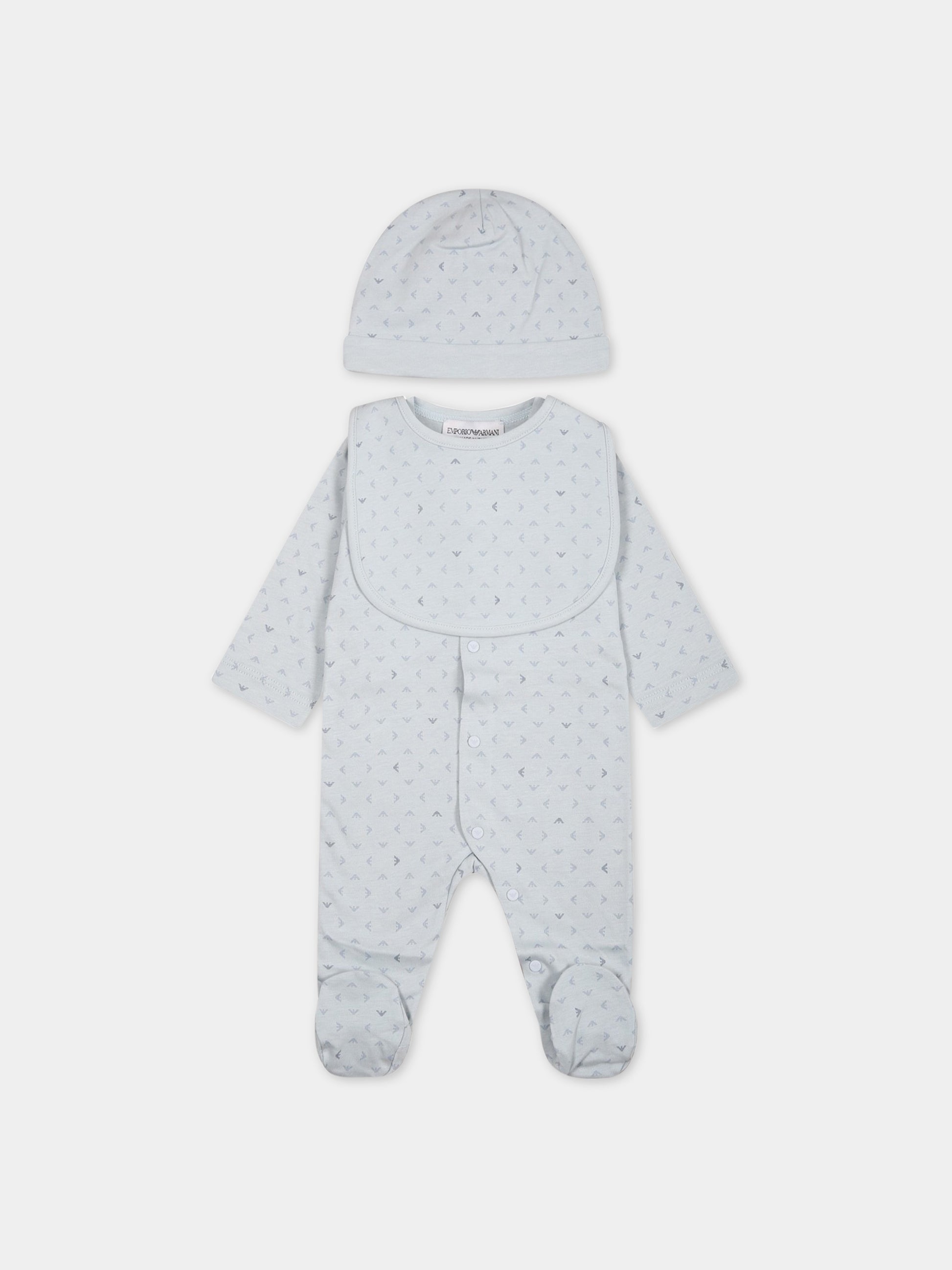 Set per neonato celeste con logo,Armani Junior,8NNV47 NJ05Z F705