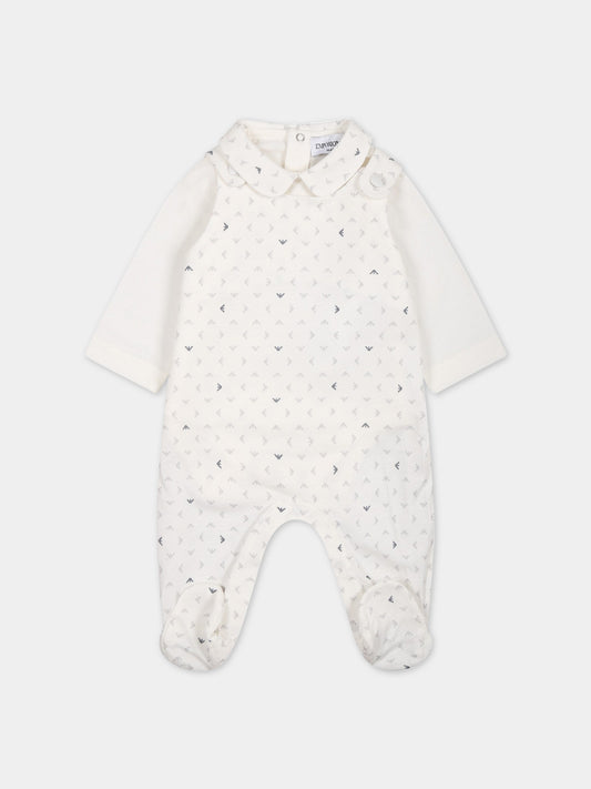 Coompleto bianco per neonato con iconici aquilotti,Armani Junior,8NNV48 NJ05Z F110