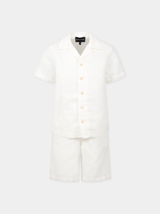 Completo bianco per bambino con logo e iconico aquilotto,Armani Junior,3R4VJ4 4N7RZ 0101