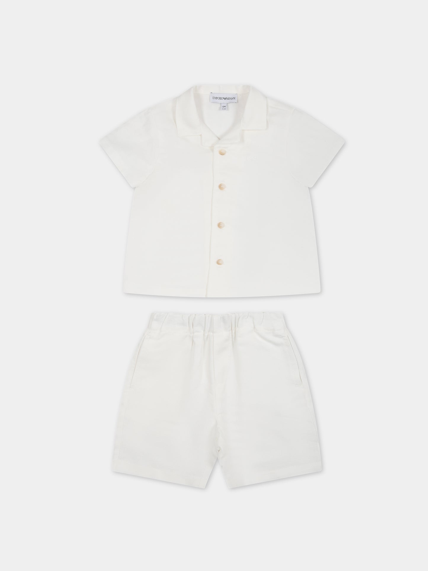 Completo bianco per neonato con iconico aquilotto,Armani Junior,3RHVJ5 4N7RZ 0101