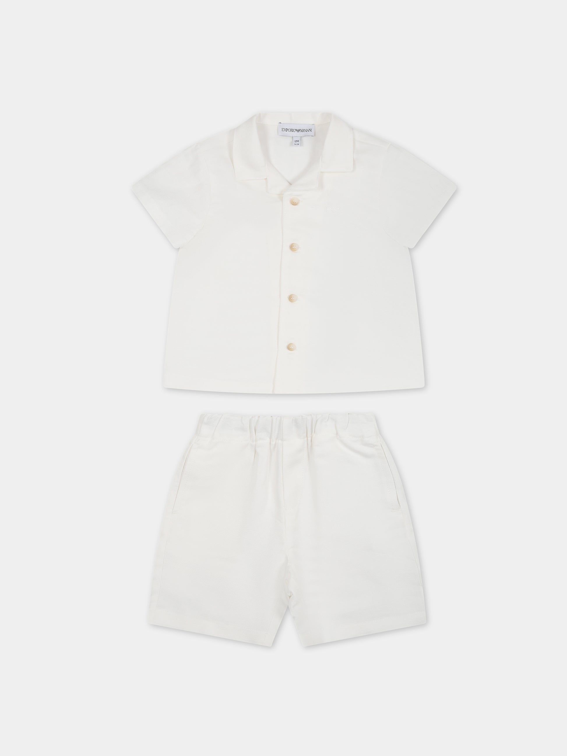 Completo bianco per neonato con iconico aquilotto,Armani Junior,3RHVJ5 4N7RZ 0101