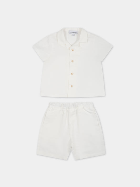 Completo bianco per neonato con iconico aquilotto,Armani Junior,3RHVJ5 4N7RZ 0101