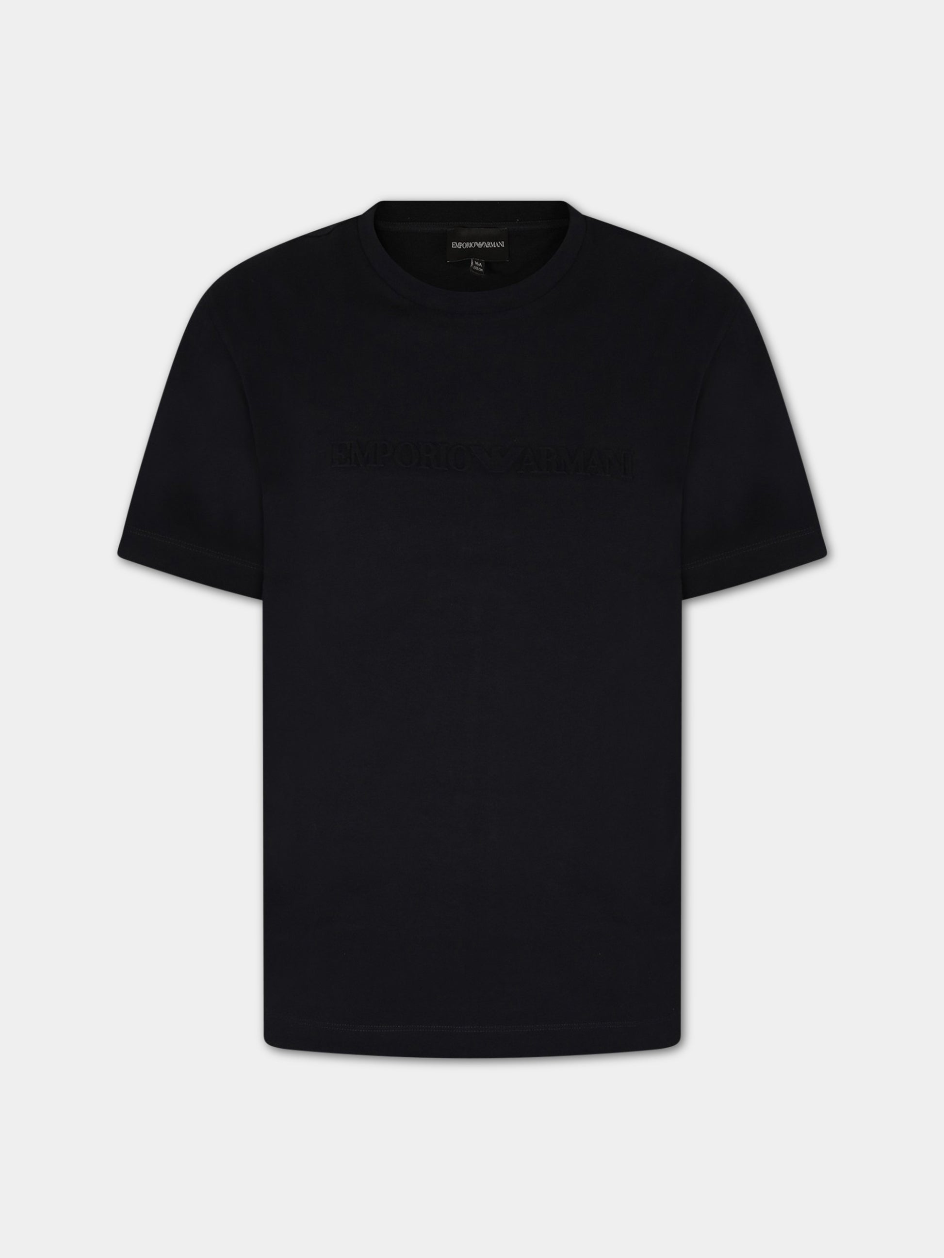 T-shirt blu per bambino con logo,Armani Junior,3R4TJM 1JWZZ 0920
