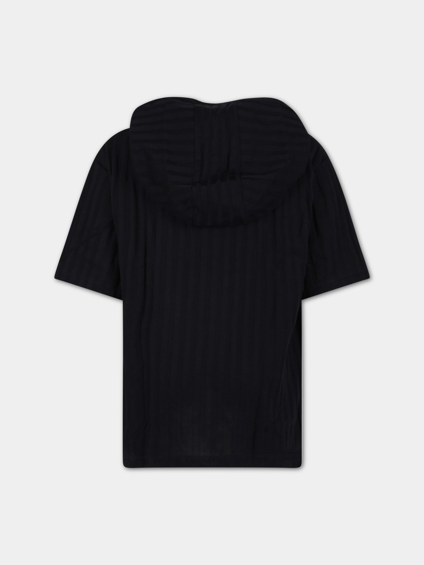 T-shirt nera per bambina con iconico aquilotto,Armani Junior,3R4TT8 1JGYZ 09J2