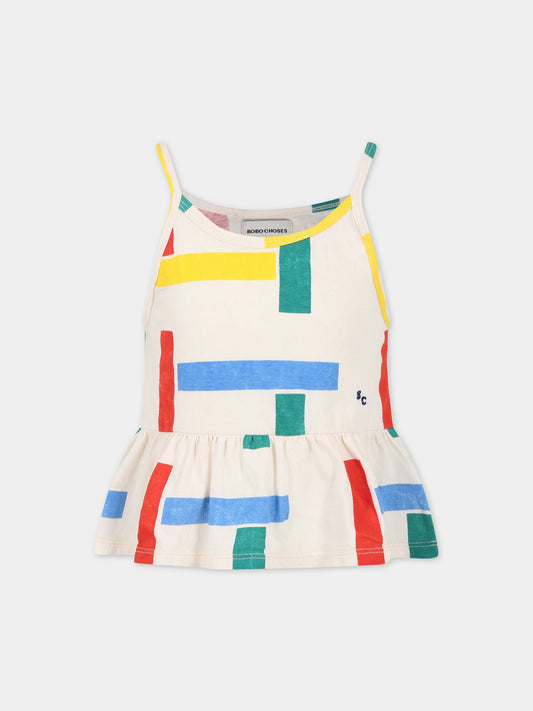 T-shirt bianco per bambina con logo,Bobo Choses,123AC024