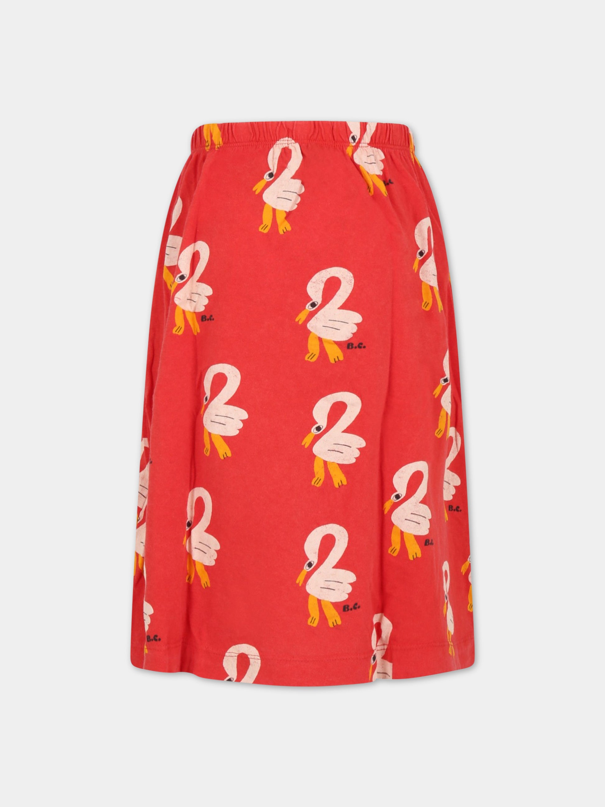 Gonna rossa per bambina con fenicotteri e logo,Bobo Choses,123AC106