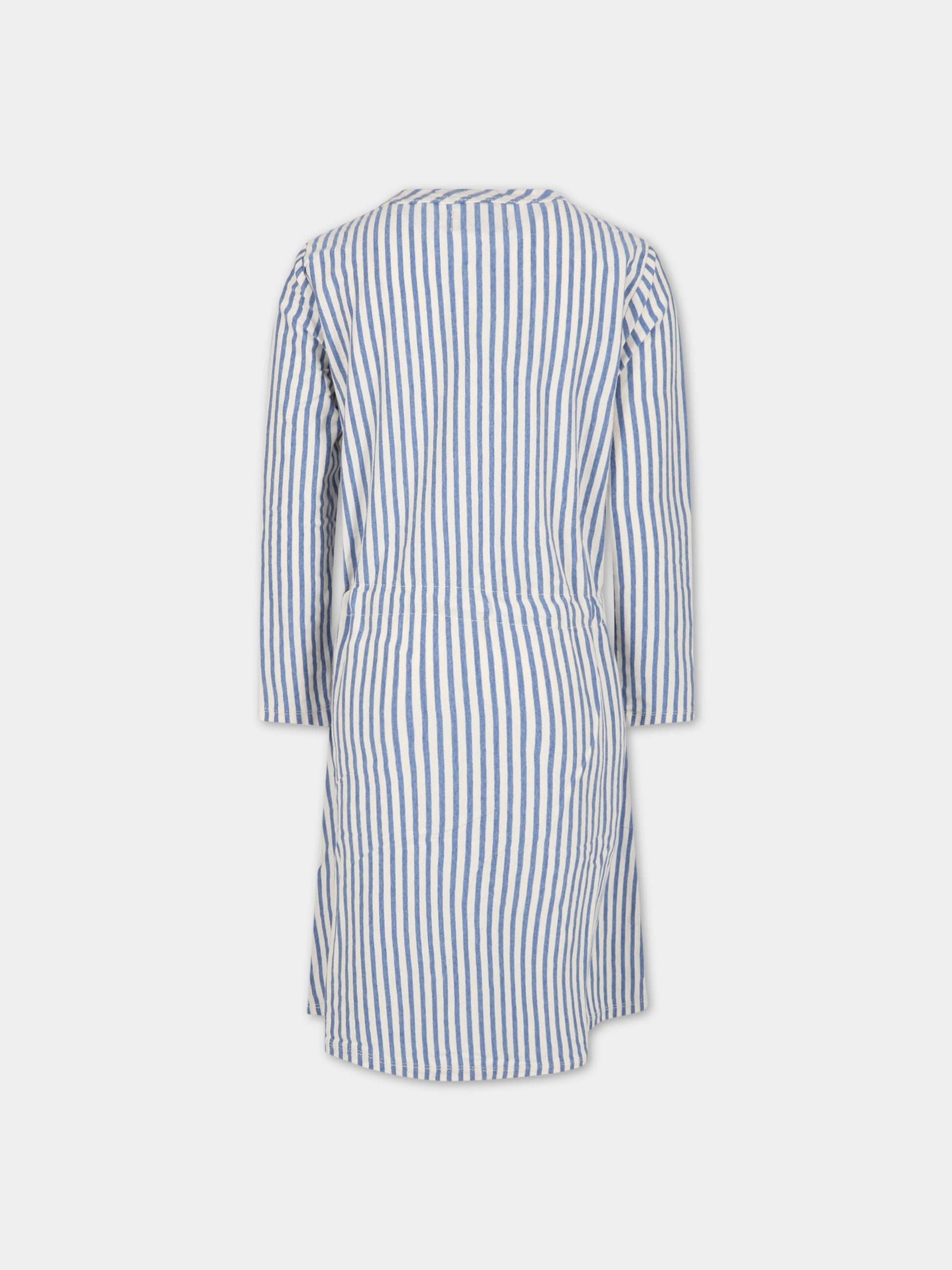 Vestito bianco e blu per bambina con stampa e logo,Bobo Choses,123AC128