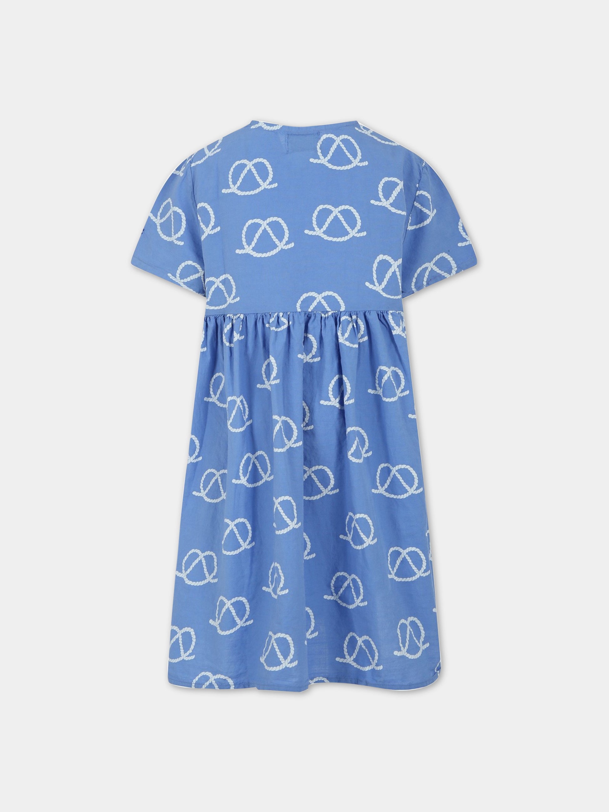 Vestito azzurro per bambina con logo,Bobo Choses,123AC130