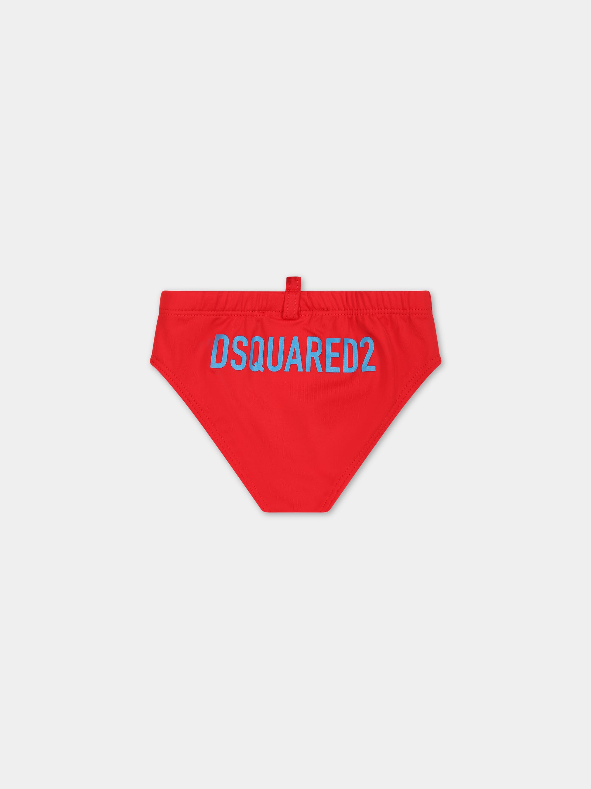 Slip-mare rosso per bambino con logo,Dsquared2,DQ1785 D0A4F DQ413