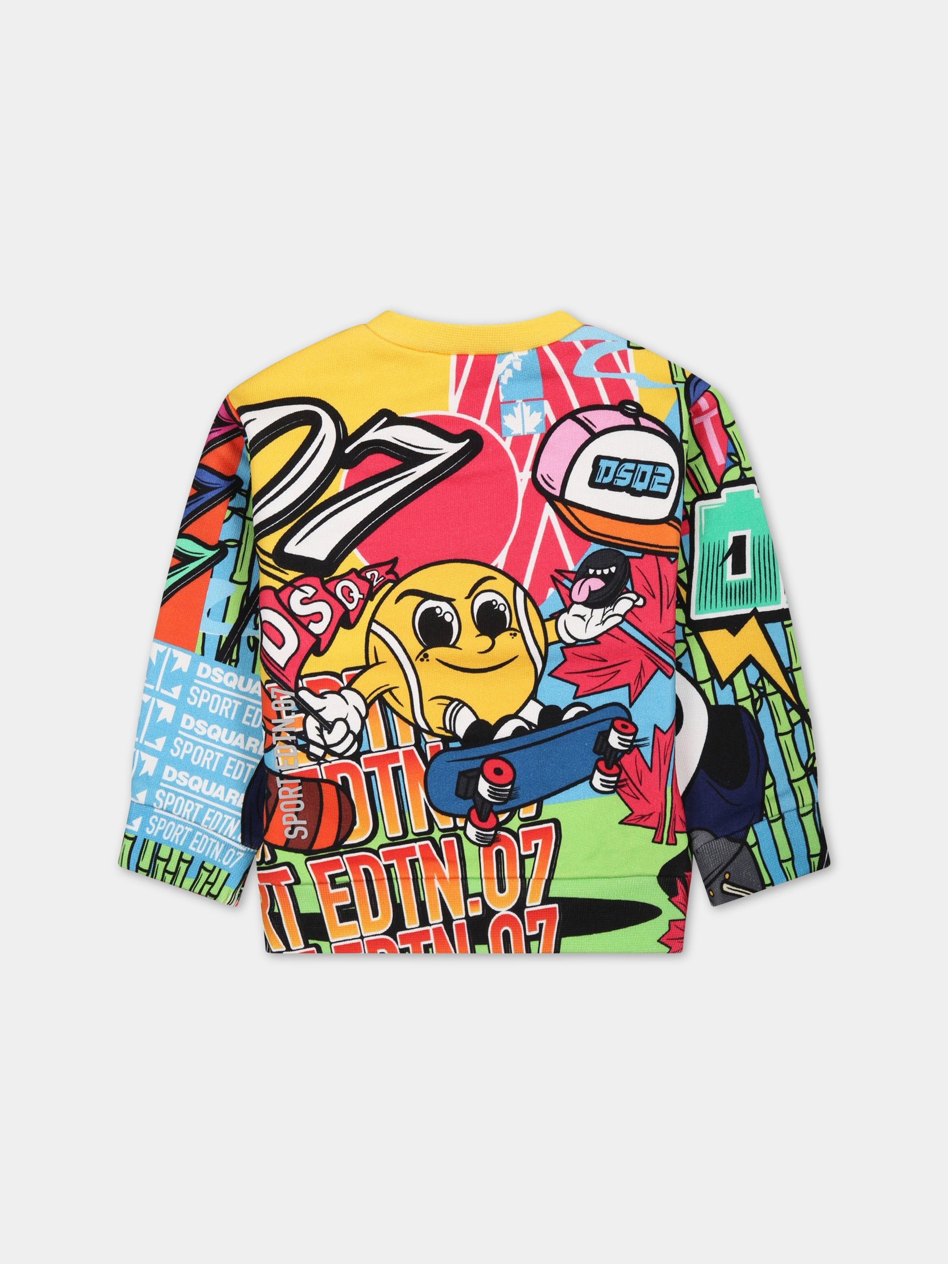 Felpa multicolor per neonato con stampa Shibuya,Dsquared2,DQ1465 D0A29 DQ220