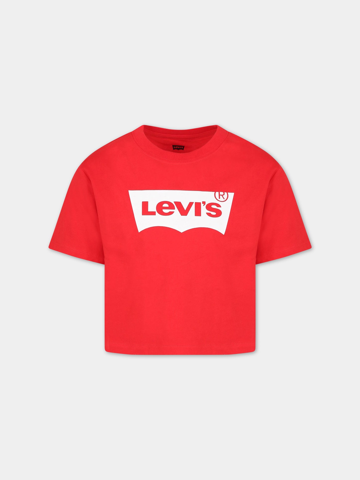 T-shirt rossa per bambina con stampa bianca del logo,Levi's Kids,LK3E0220 3E0220 R6W