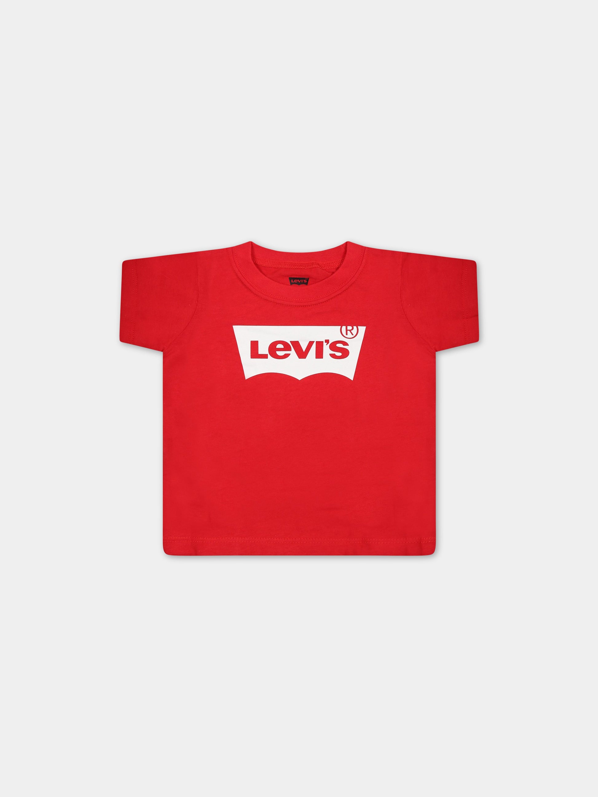T-shirt rossa per neonato con stampa bianca del logo,Levi's Kids,LK6E8157 6E8157 R6W