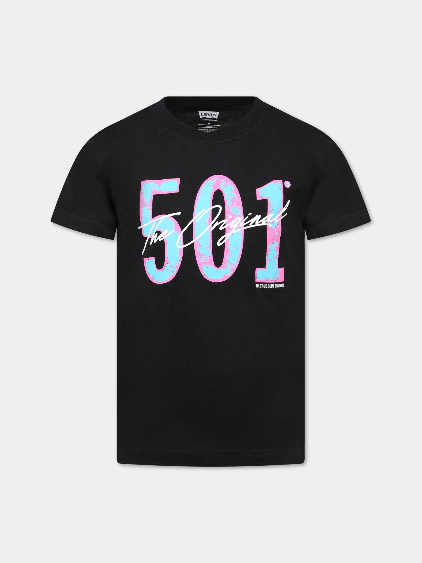 T-shirt nera per bambini con stampa e logo,Levi's Kids,LK9EH882 9EH882 023