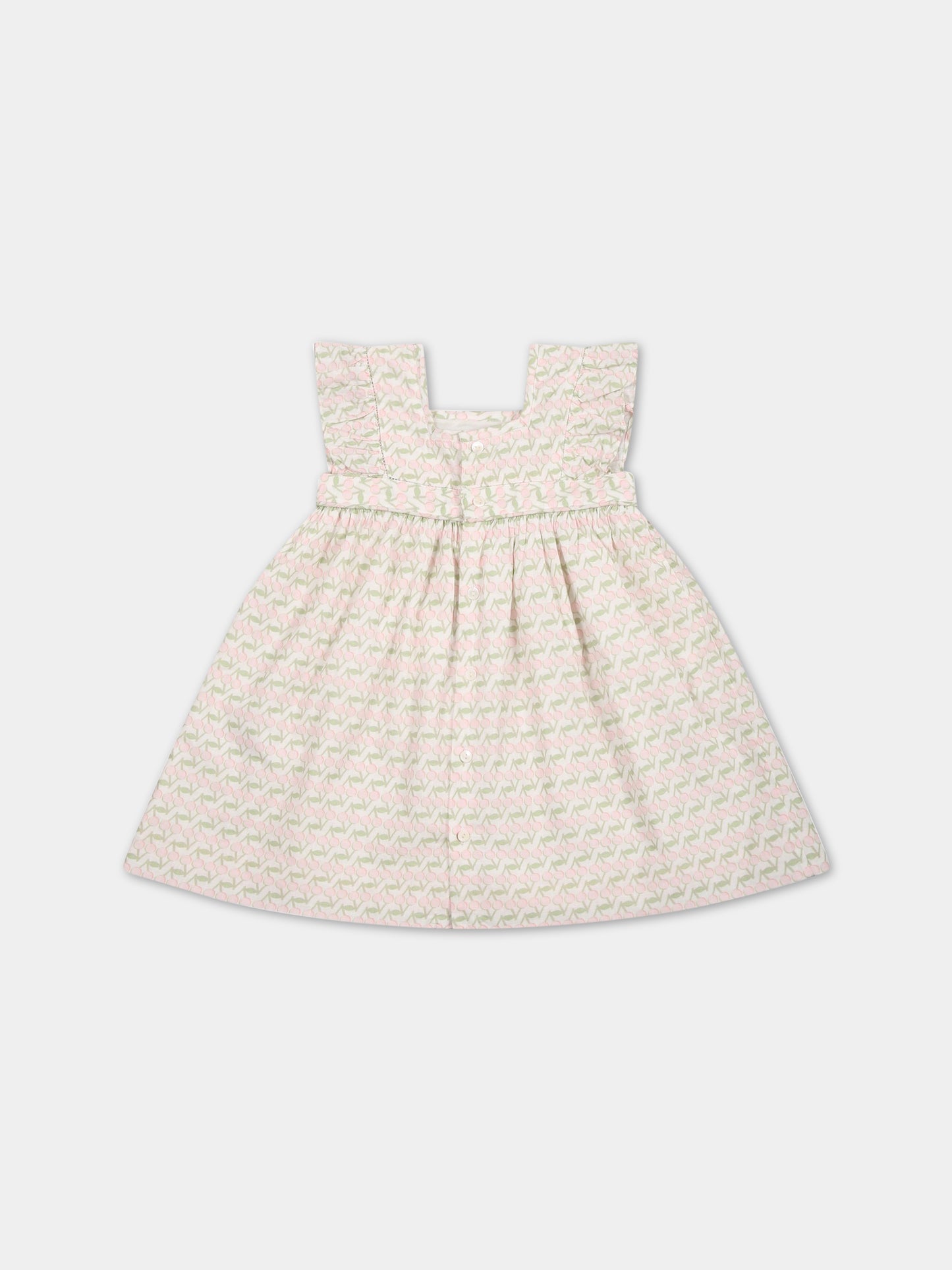 Vestito bianco per neonata con ciliegie,Bonpoint,S03XDRW00110 620