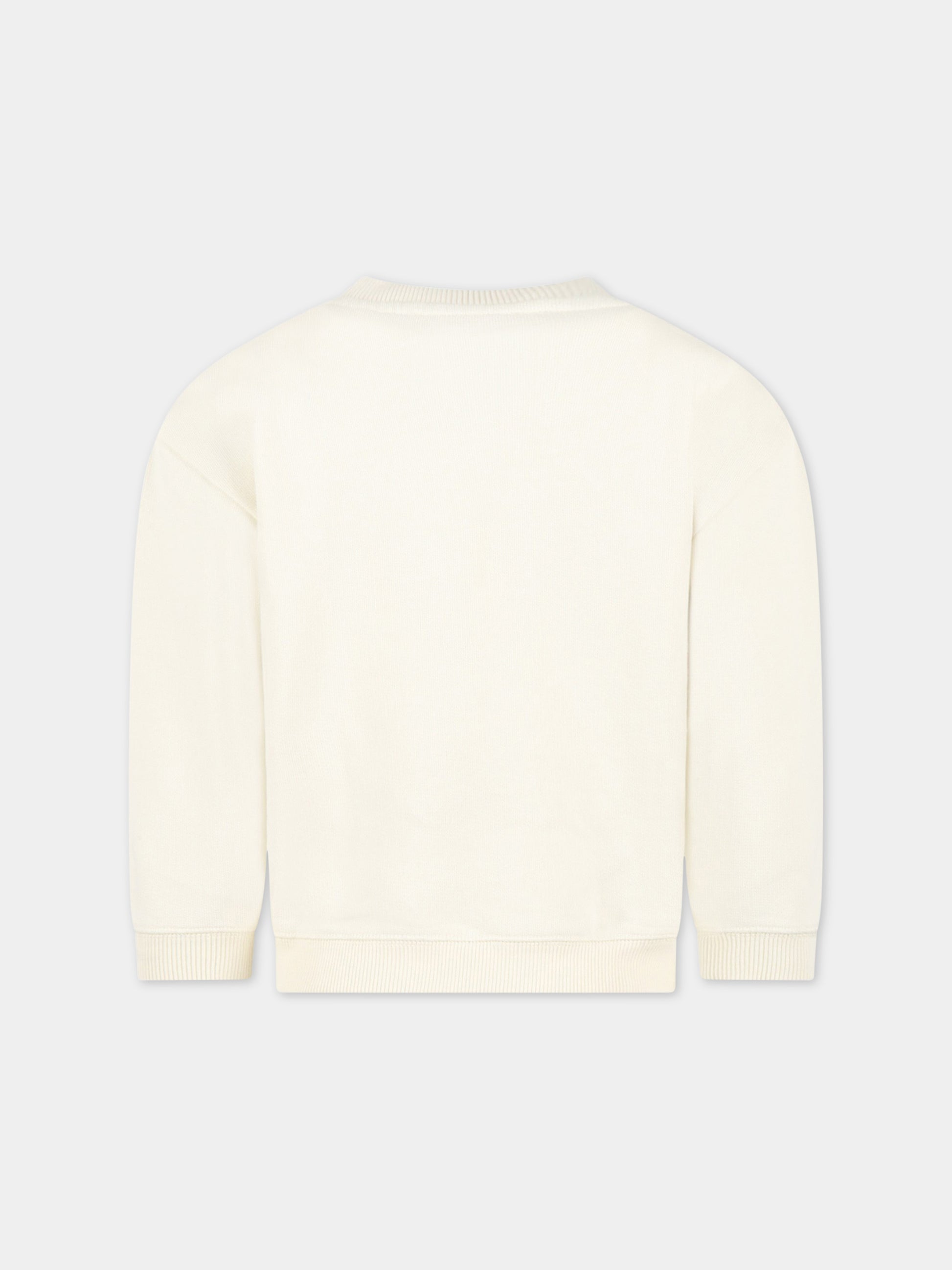 Felpa avorio per bambini con logo blu ricamato,Bonpoint,S03BSWK00002 103