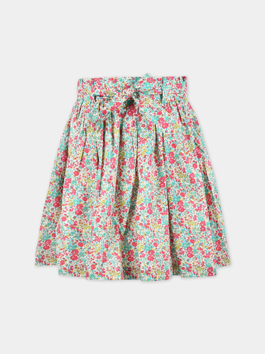 Gonna multicolor per bambina con stampa Liberty,Bonpoint,S03GSKW00010 544A